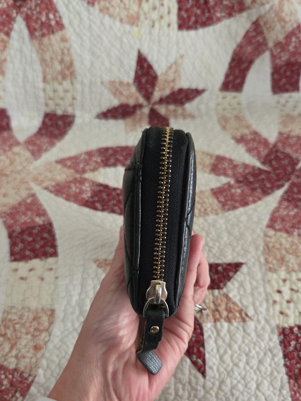 kate spade Black Quilted Zip-Around Wallet with Gold Plaque - Picture 6 of 9